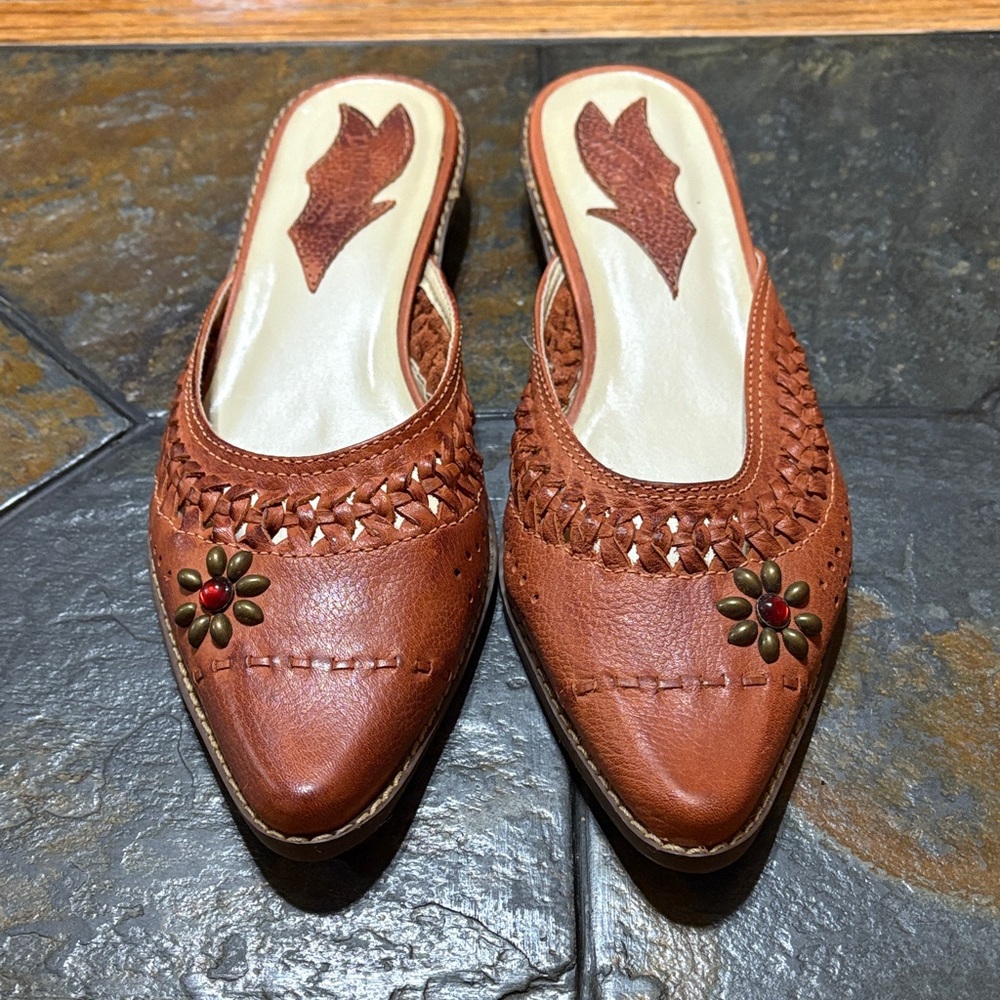 Brown Leather Women's Mules